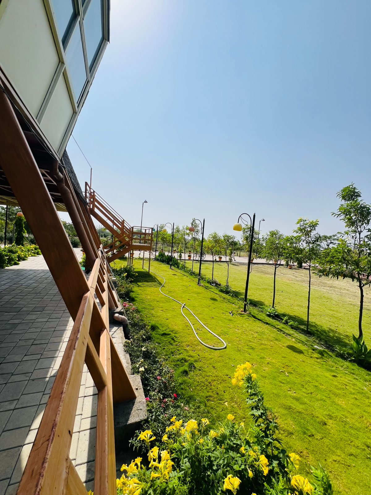 Green lawn beside the clubhouse
