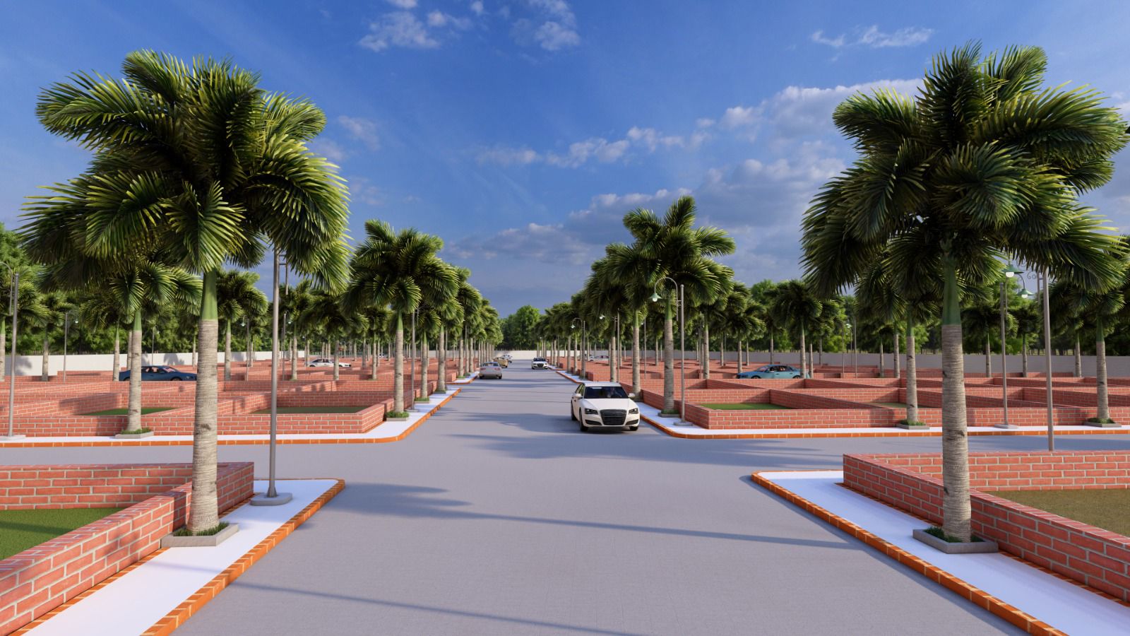 Shiv Shakti Dham landscaped road rendering